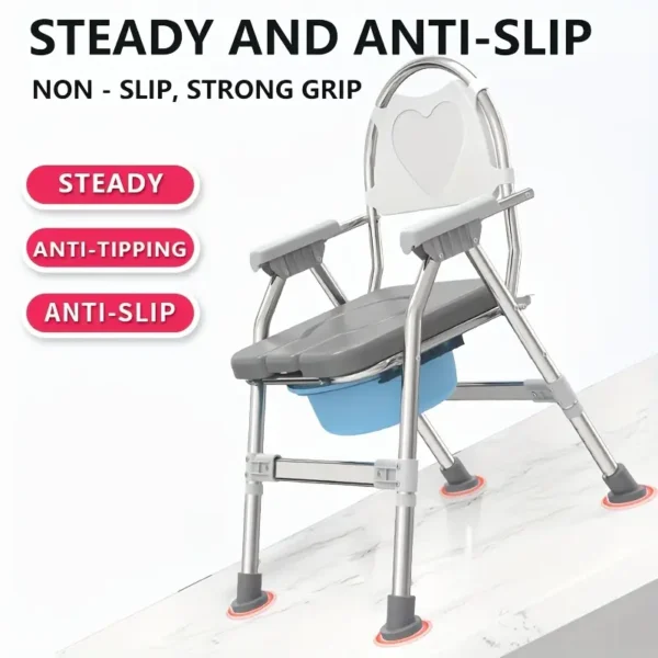 Portable Folding Commode Chair for Elderly